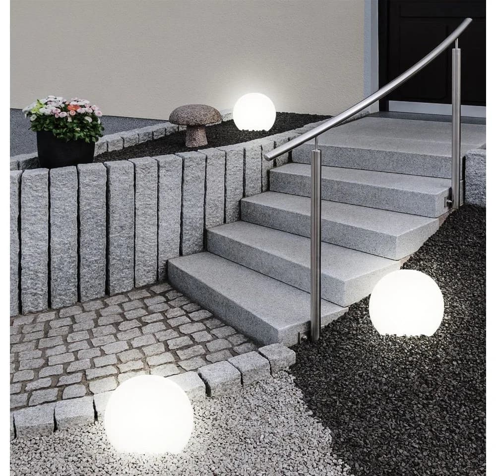 Expo Börse 5x LED Solarleuchte Kugel Garten IP44 Weiß/Schwarz - Bild 5