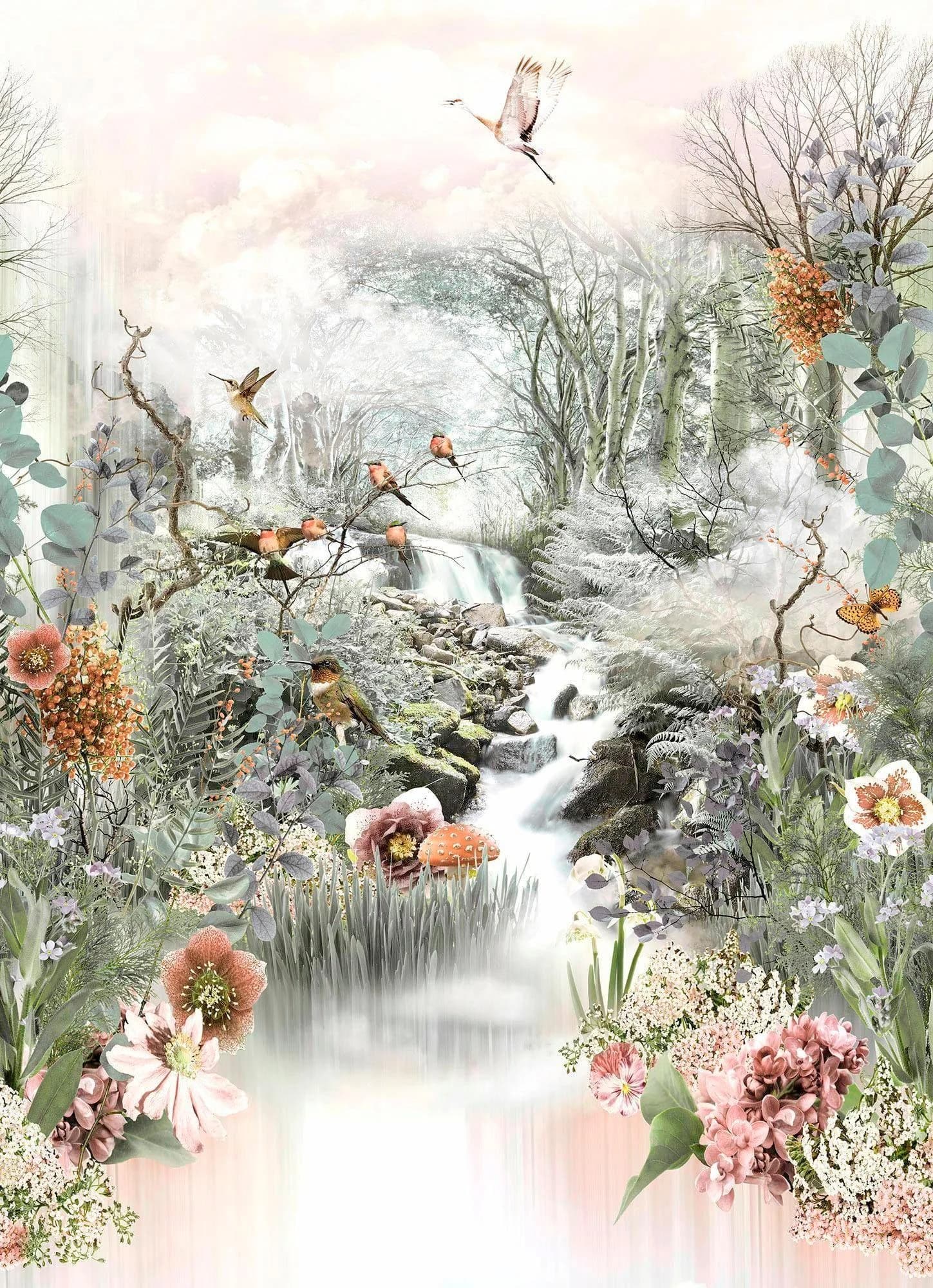 KOMAR Fototapete Fable Bunt Blumen Natur Papier