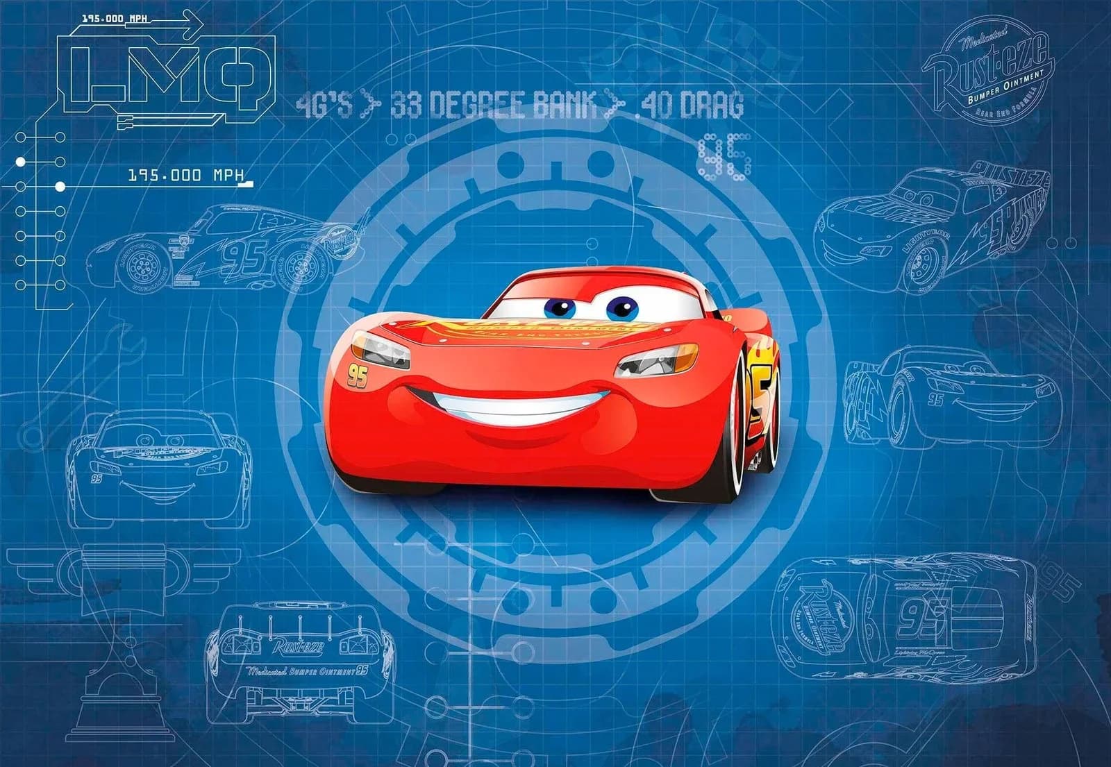 KOMAR Fototapete Cars 3 Blueprint Kinderzimmer Wandbild