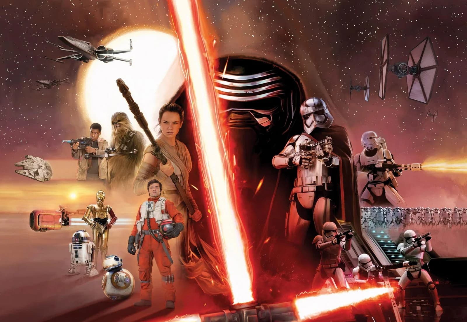 KOMAR Fototapete STAR WARS EP7 Collage Bunt Papiertapete