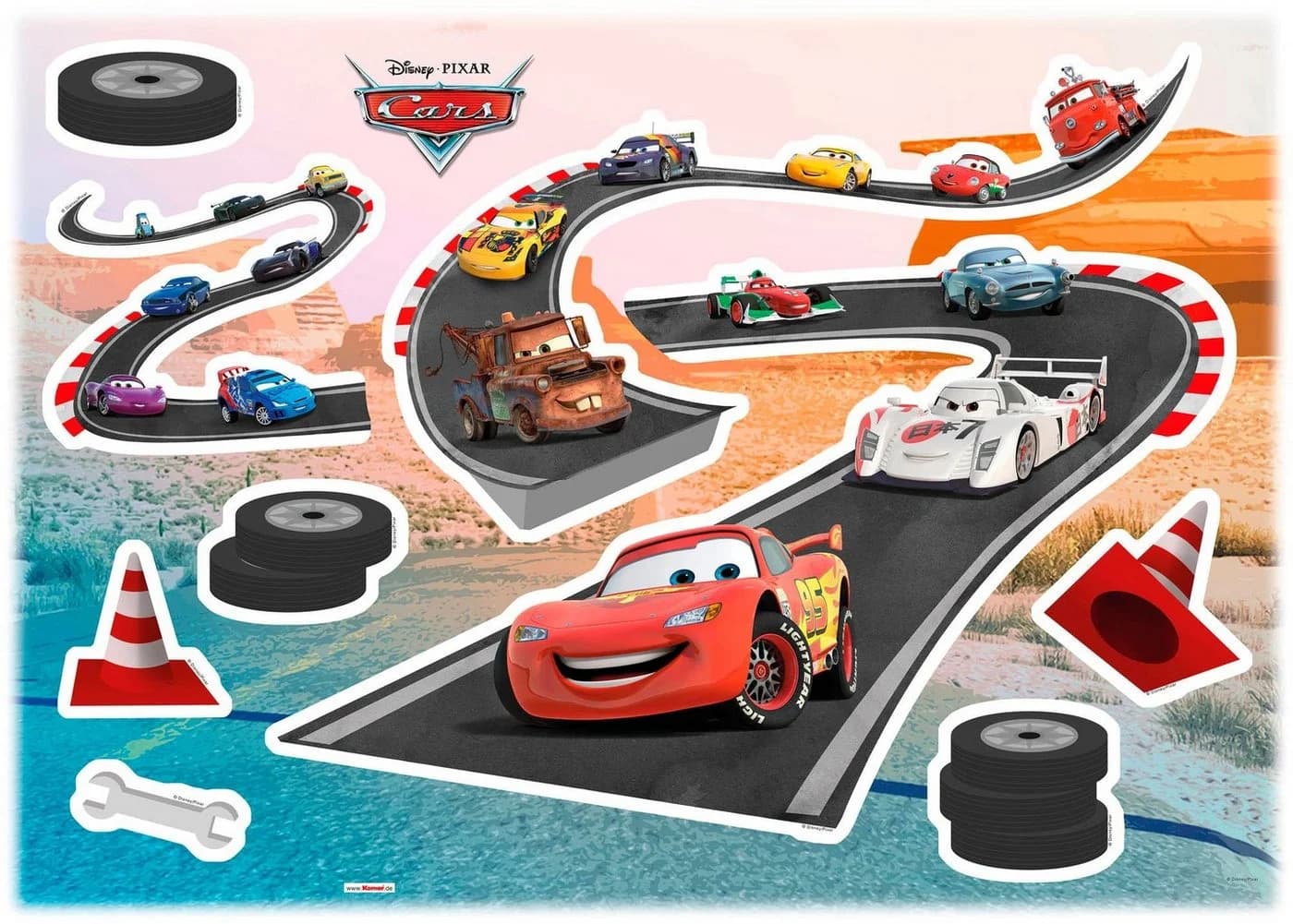KOMAR Wandtattoo Cars Track Bunt Selbstklebend Kinderzimmer - Bild 2