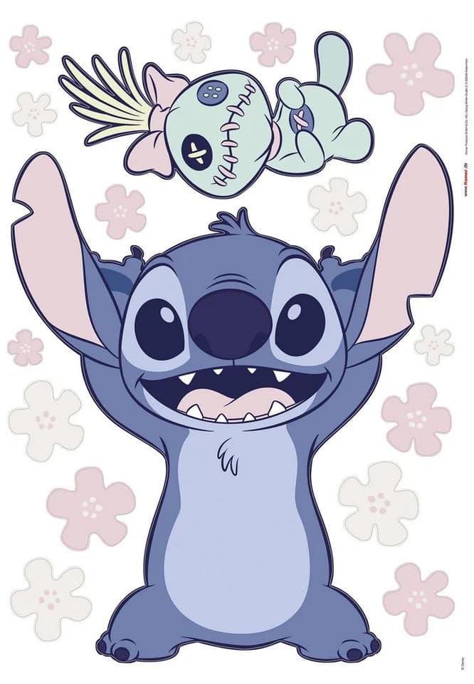 KOMAR Wandtattoo Disney Lilo & Stitch Blau Grün Rosa