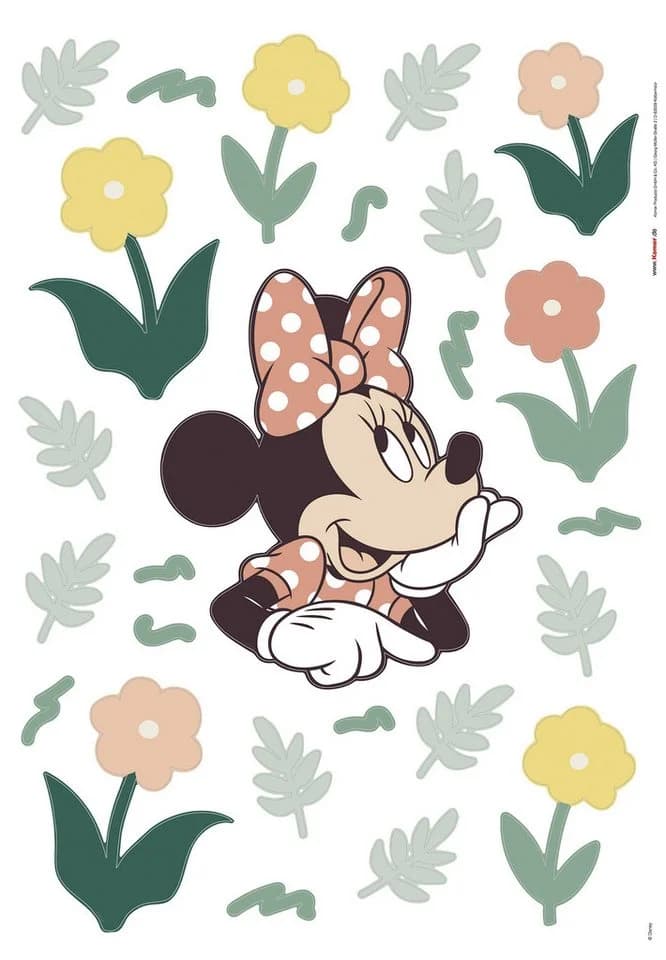 KOMAR Wandtattoo Disney Minnie Mouse Beauty in Bloom gelb grün rosa