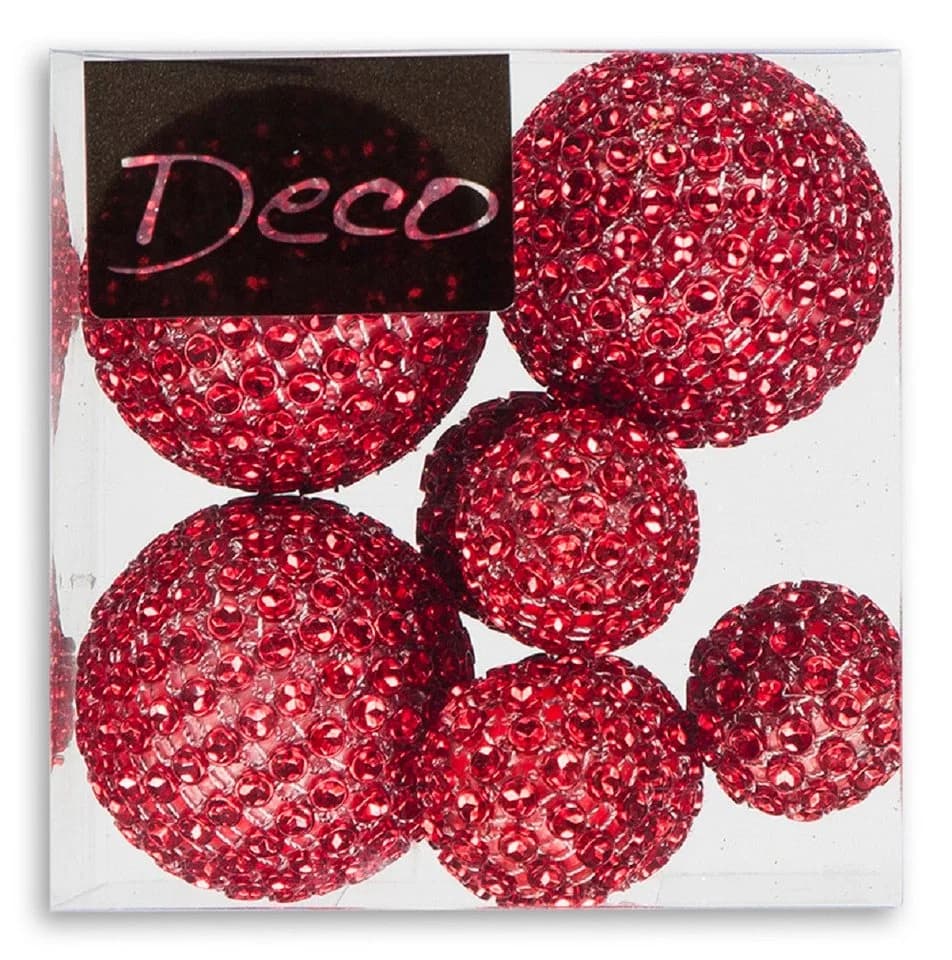 Eurosand Dekokugel DIAMANT-BÄLLE Set 8-tlg. 5x30mm, 3x50mm Diamant-Effekt Rot - Bild 2