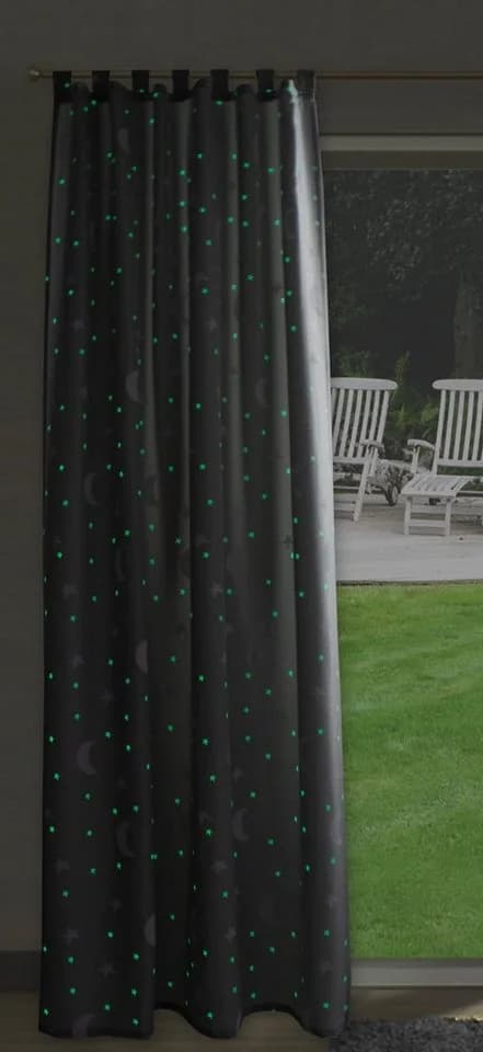 EXPERIENCE Vorhang Schlaufenschal Grau mit Mond-Sternen Design - Bild 4