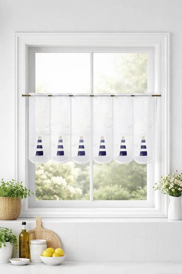 Clever-Kauf-24 Scheibengardine Leuchtturm bestickt transparent - Bild 4