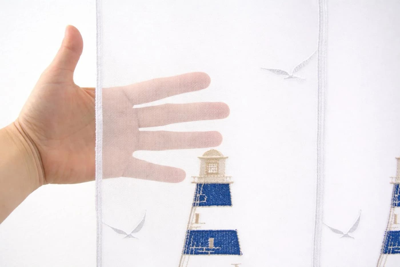 Clever-Kauf-24 Scheibengardine Leuchtturm bestickt transparent - Bild 5