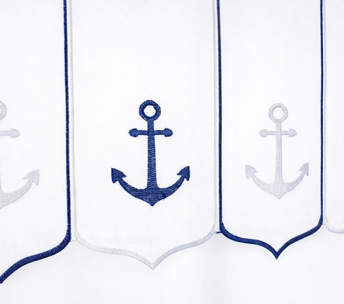 Clever-Kauf-24 Scheibengardine Anker blau/weiß transparent