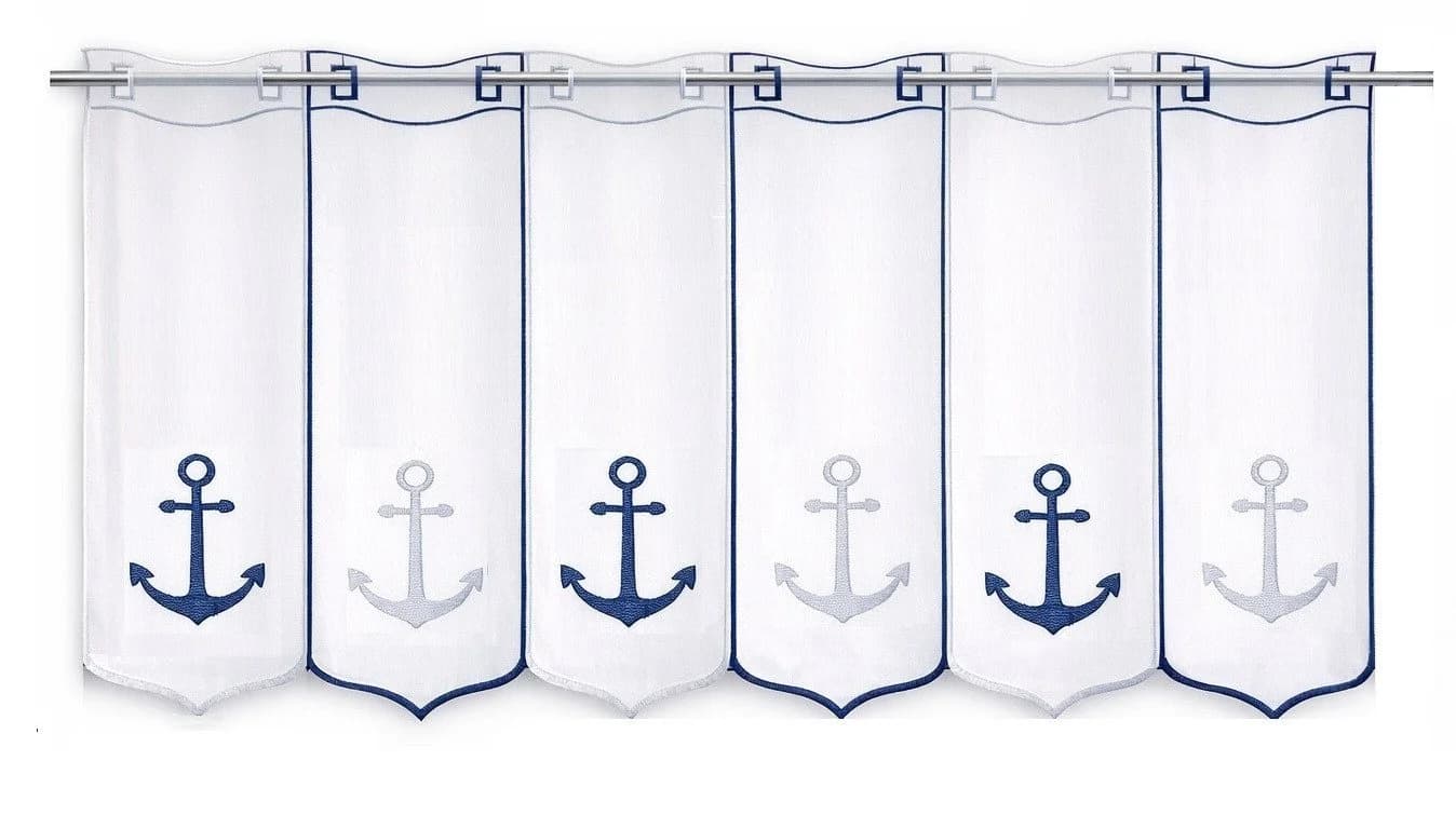Clever-Kauf-24 Scheibengardine Anker blau/weiß transparent - Bild 2