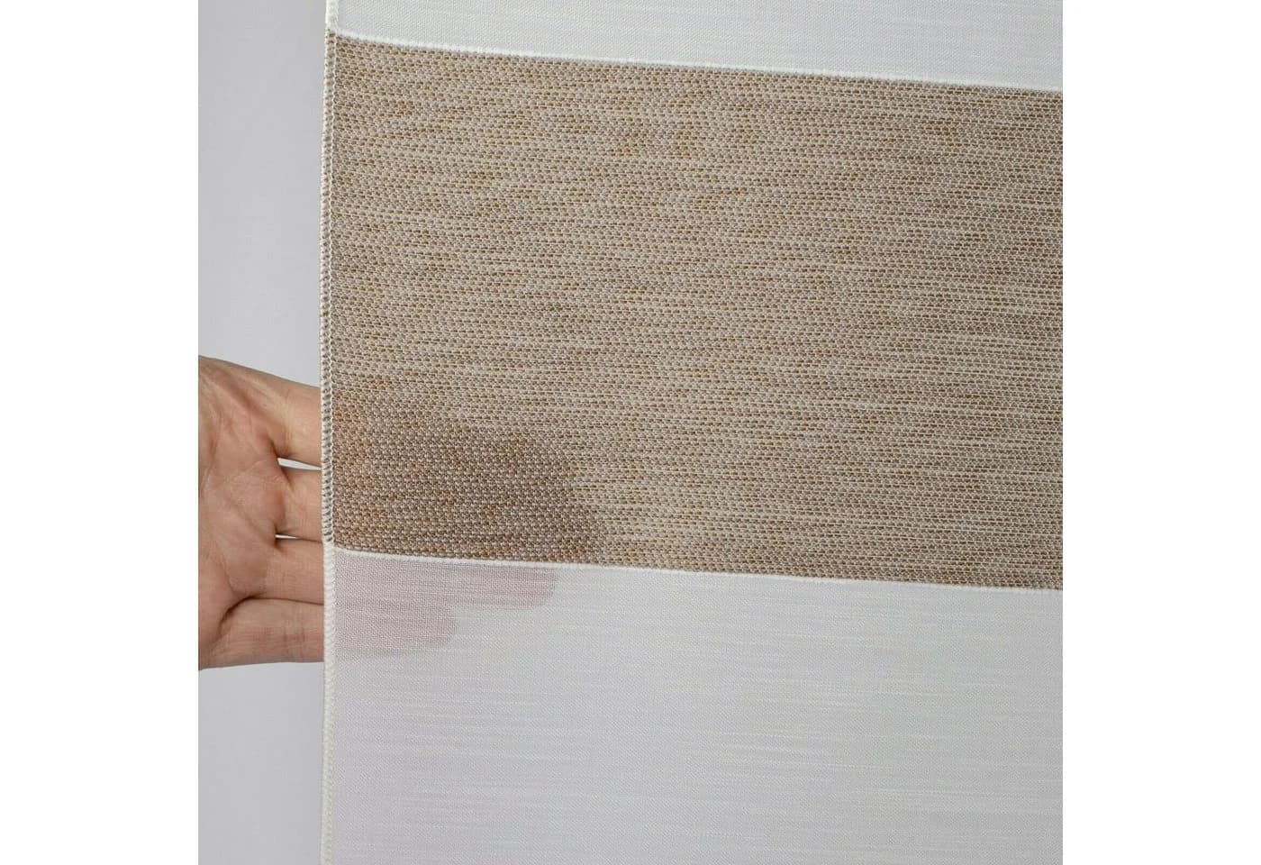 Clever-Kauf-24 Scheibengardine 4-tlg. Beige/Weiß Stangendurchzug - Bild 4