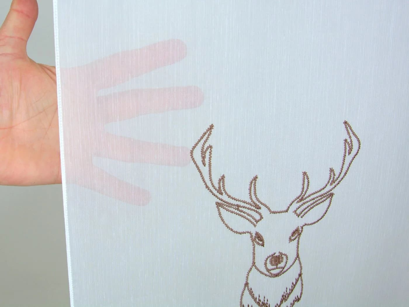 Clever-Kauf-24 Scheibengardine 3er Set Weiß/Braun Hirsch bestickt - Bild 5