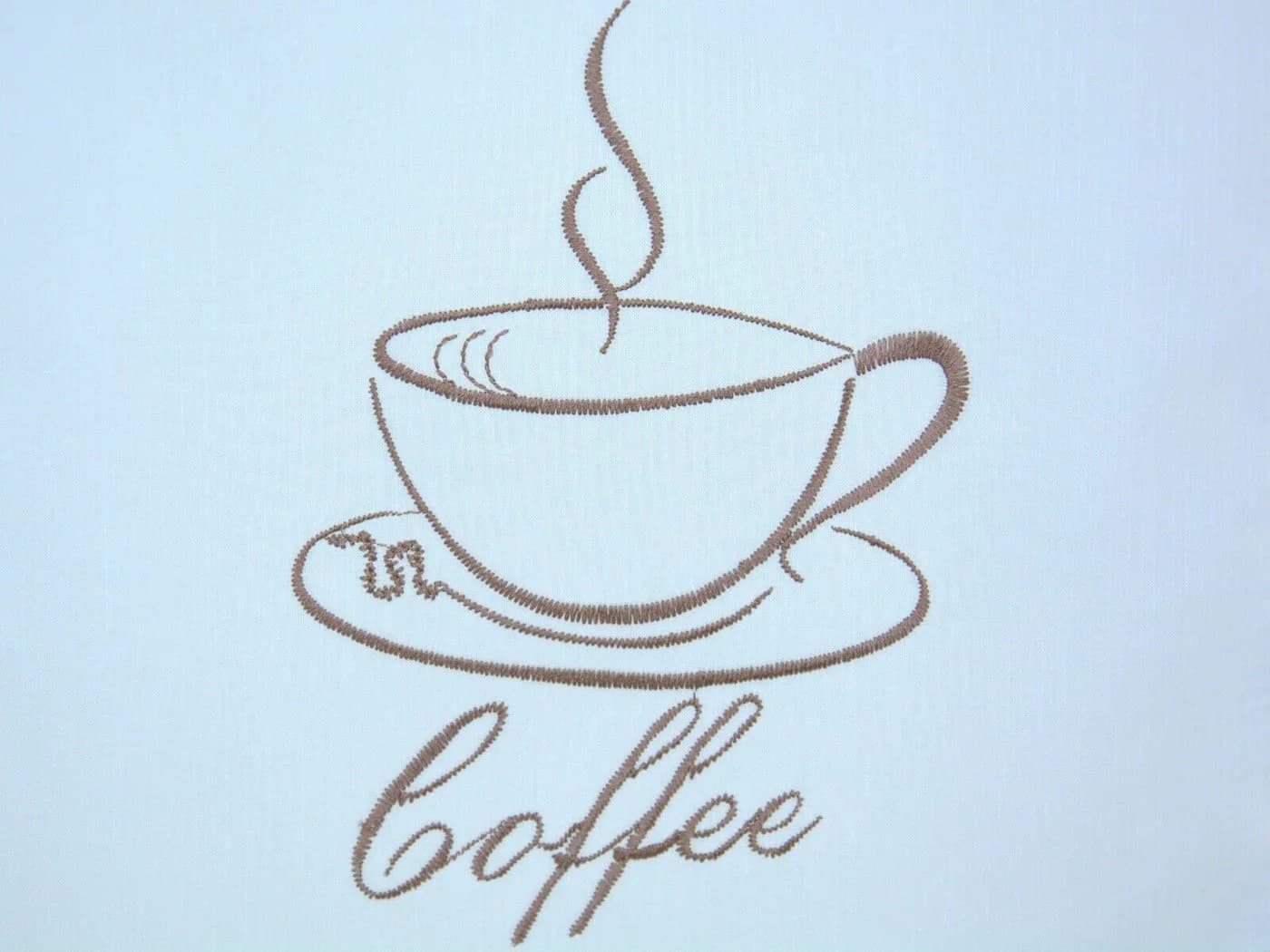 Clever-Kauf-24 Scheibengardine 3er Set Weiß Bestickt Kaffee