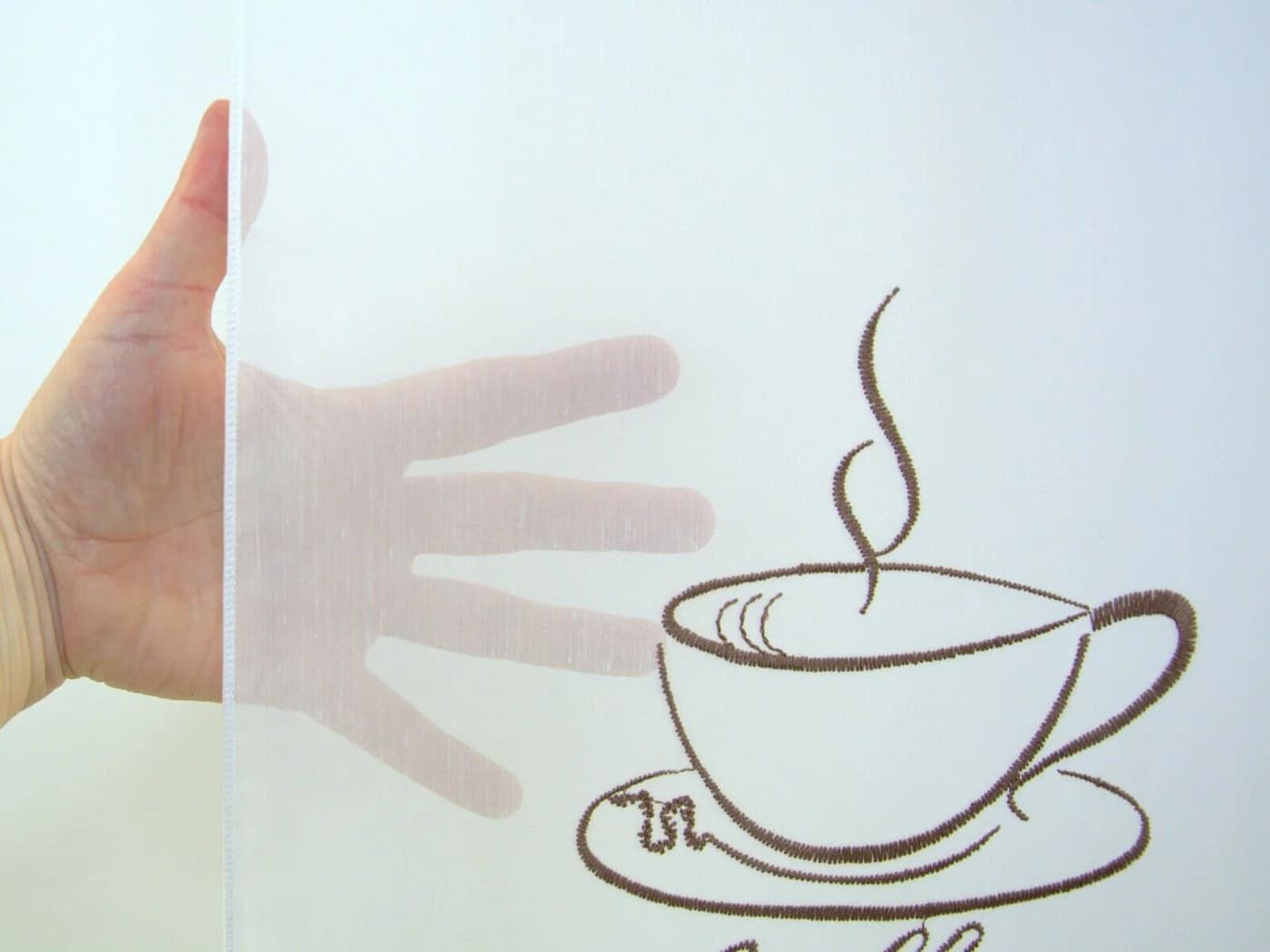 Clever-Kauf-24 Scheibengardine 3er Set Weiß Bestickt Kaffee - Bild 5