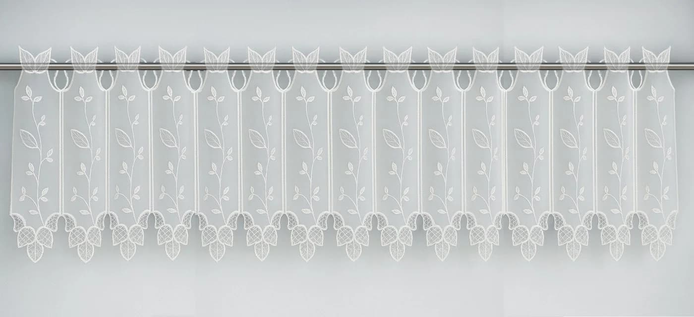 Scheibengardine Bistrogardine Leinenoptik Blätter Makramee 150x30cm - Bild 2