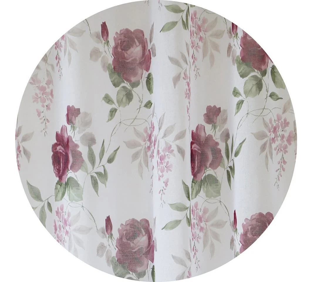 Clever-Kauf-24 Gardine Ösenschal Leinenoptik mit Rosen 2643, transparent, bedruckt - Bild 4