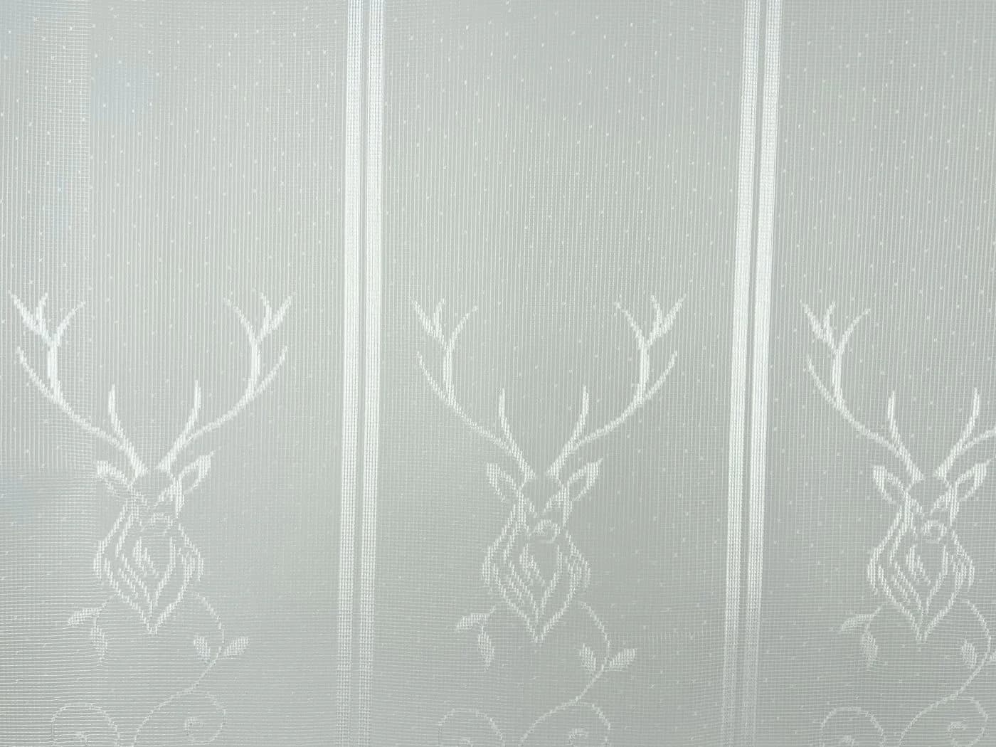 Clever-Kauf-24 Scheibengardine Hirsch Weiß Jacquard Stangendurchzug - Bild 5