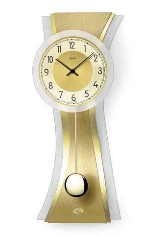 Pendelwanduhr AMS W7267 Messing Quarzuhr Wohnzimmer