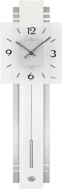 AMS Pendelwanduhr W7302 Quarzuhr Aluminium Holz Silber Weiß Bild 2