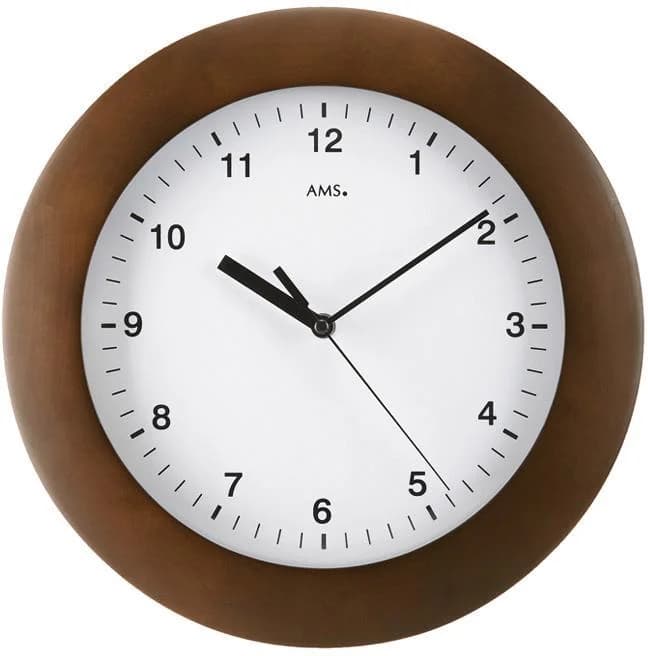 AMS Funkwanduhr F5904/1 Braun Nussbaum Quarzuhr