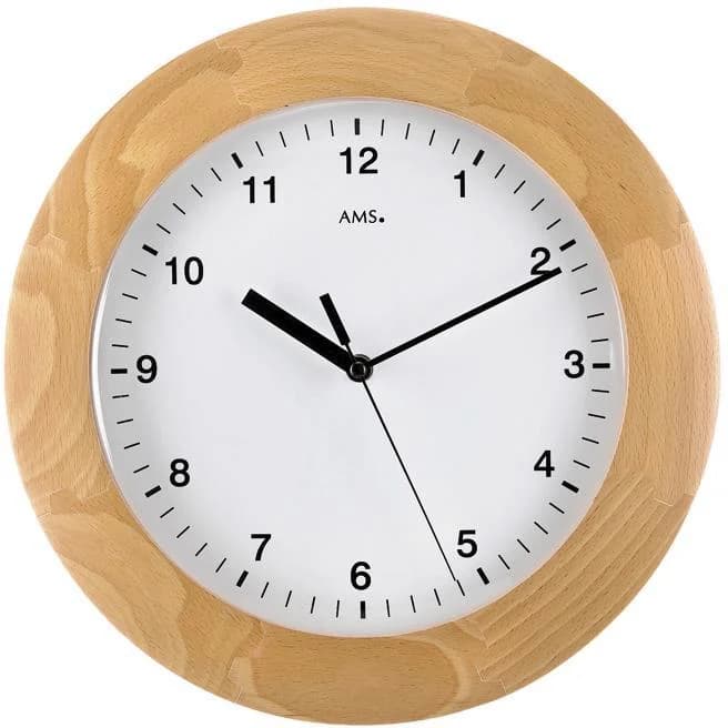 AMS Funkwanduhr F5904/18 Buche Braun Quarz