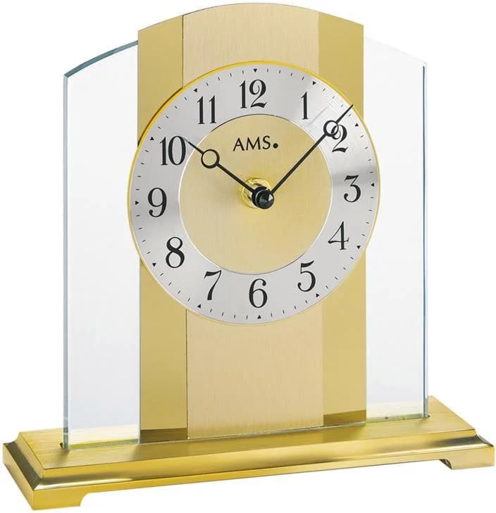 AMS Tischuhr T1119 Gold Quarz-Analog Made in Germany