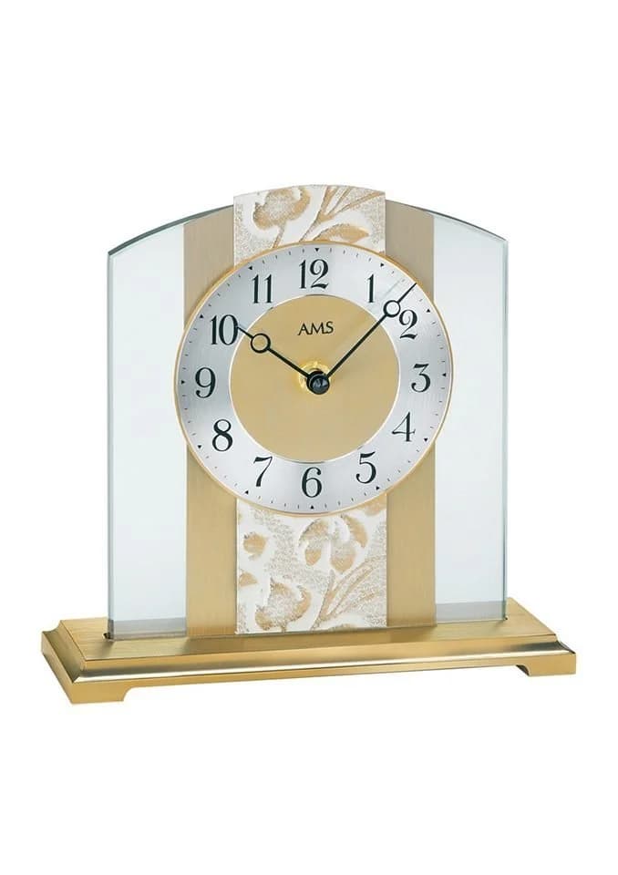 AMS Tischuhr T1123 Goldfarben Glas Made in Germany