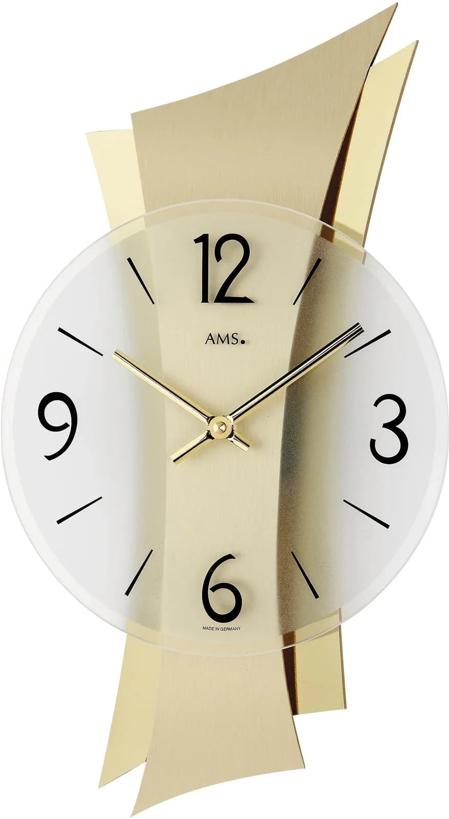 AMS Wanduhr 9397 Gold Quarzuhr Made in Germany