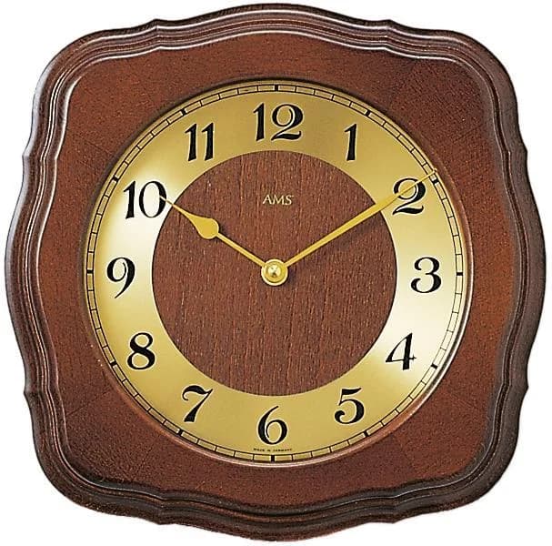 AMS Funkwanduhr F5862/1 Braun Nussbaum Quarz