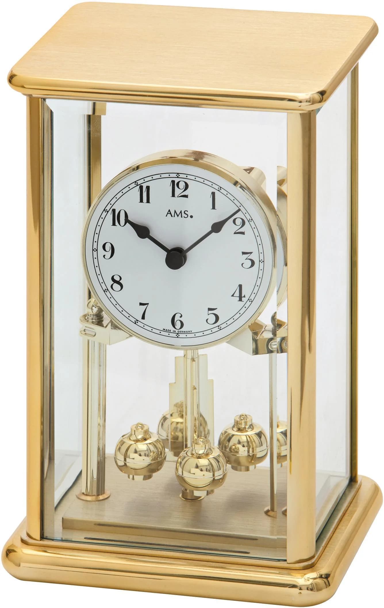 Jahresuhr AMS J1211 Goldfarben Tischuhr Quarzuhr Wohnzimmer Esszimmer
