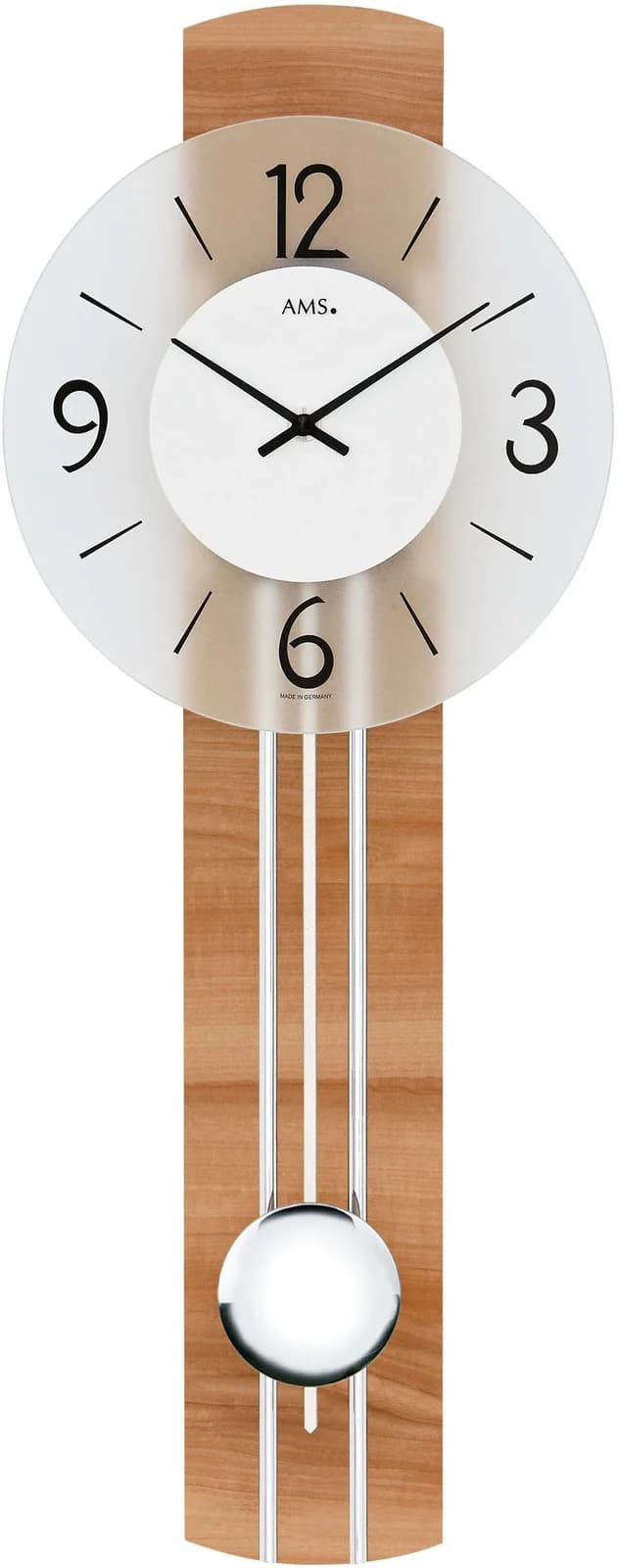 AMS Pendelwanduhr W7263 Beige Holzgehäuse