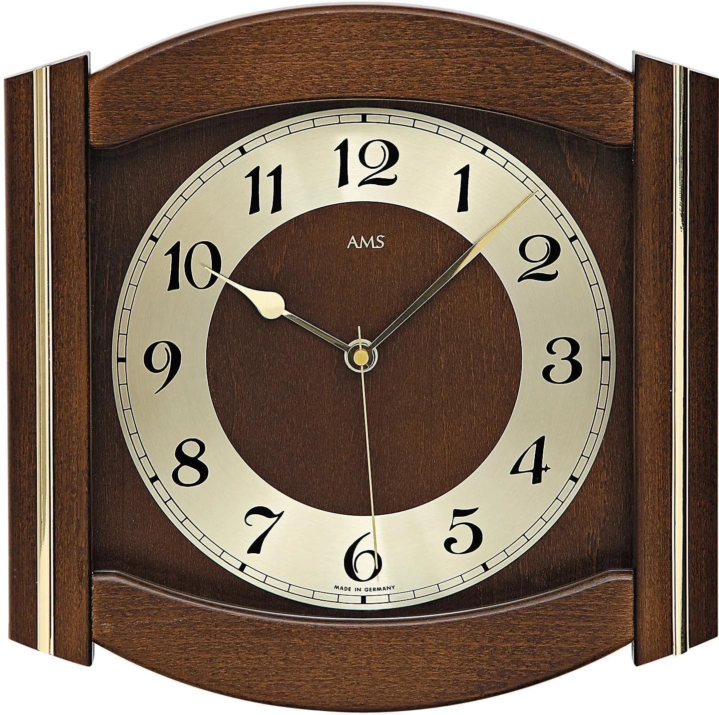 AMS Funkwanduhr F5822/1 Braun Nussbaum Quarz
