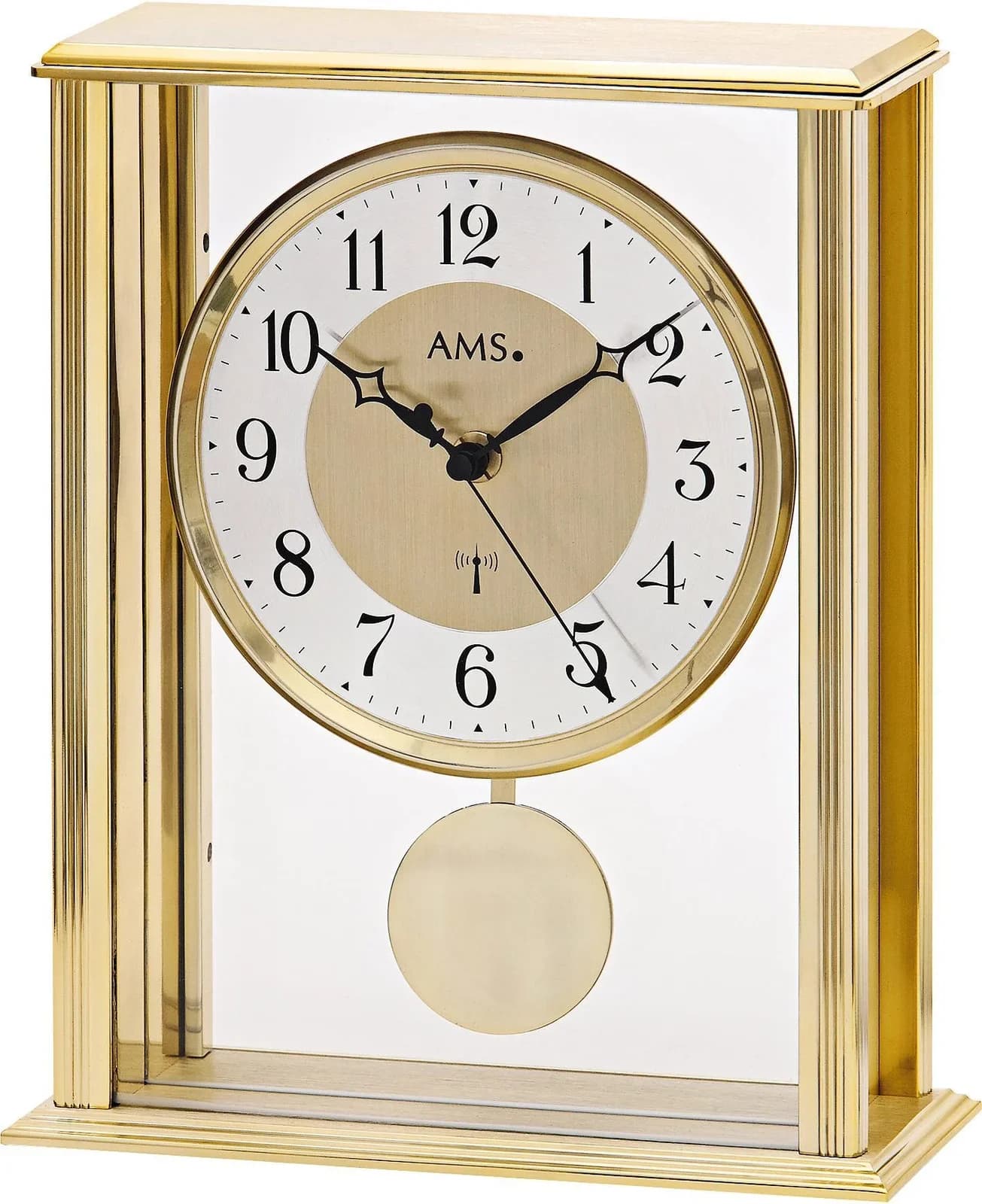 AMS Funktischuhr F5191 Gold Glas Metall