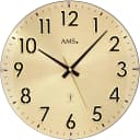 AMS Funkwanduhr F5974 Gold Schwarz Quarzuhr Holz Bild 2