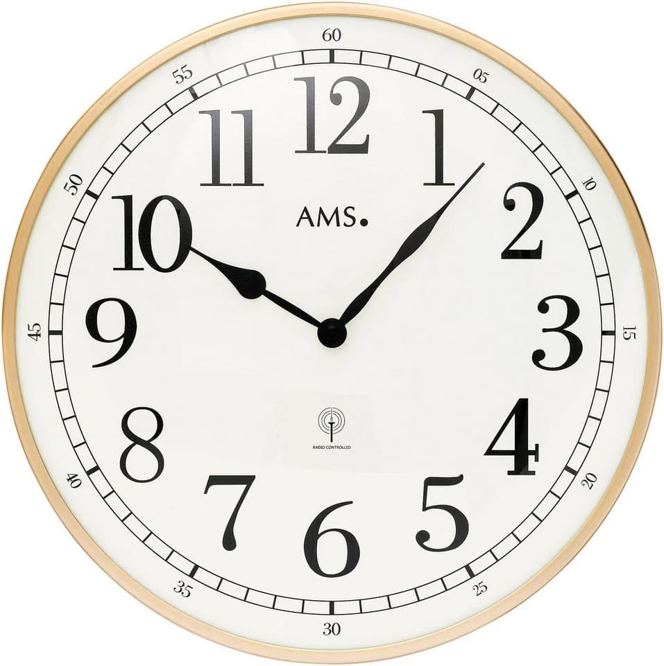 AMS Funkwanduhr F5606 Gold Quarzuhr 40cm