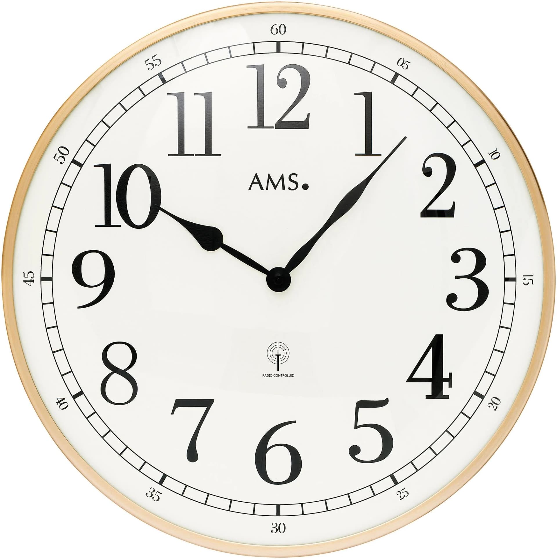 AMS Funkwanduhr F5606 Gold Quarzuhr 40cm - Bild 2