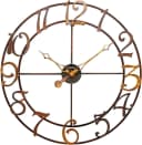 AMS Wanduhr W9566 Quarzuhr Braun Metallgehäuse für Wohnzimmer & Büro Bild 1