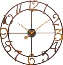 AMS Wanduhr W9566 Quarzuhr Braun Metallgehäuse für Wohnzimmer & Büro Bild 2