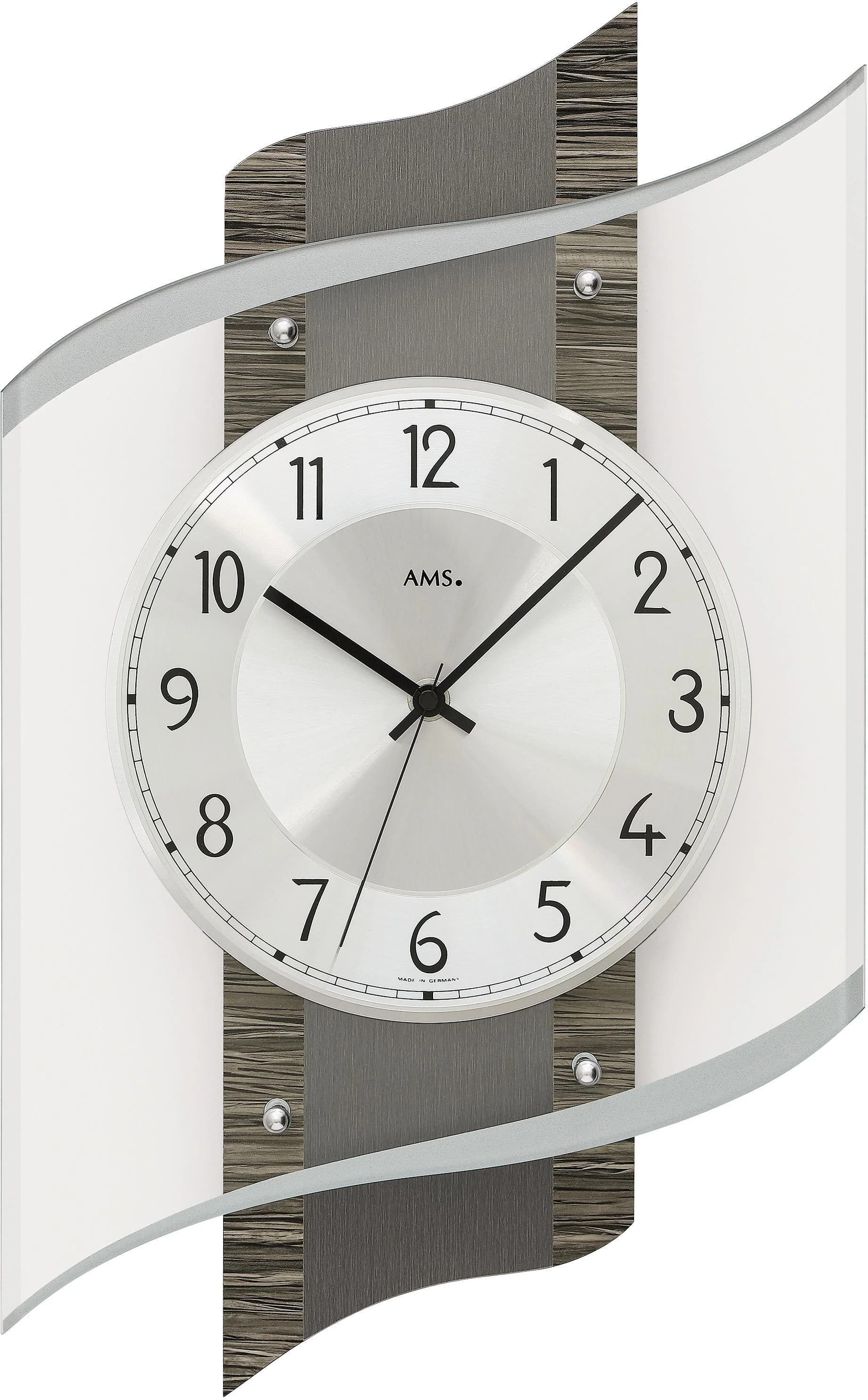 AMS Funkwanduhr F5519 Grau Quarzuhr mit Funkempfang