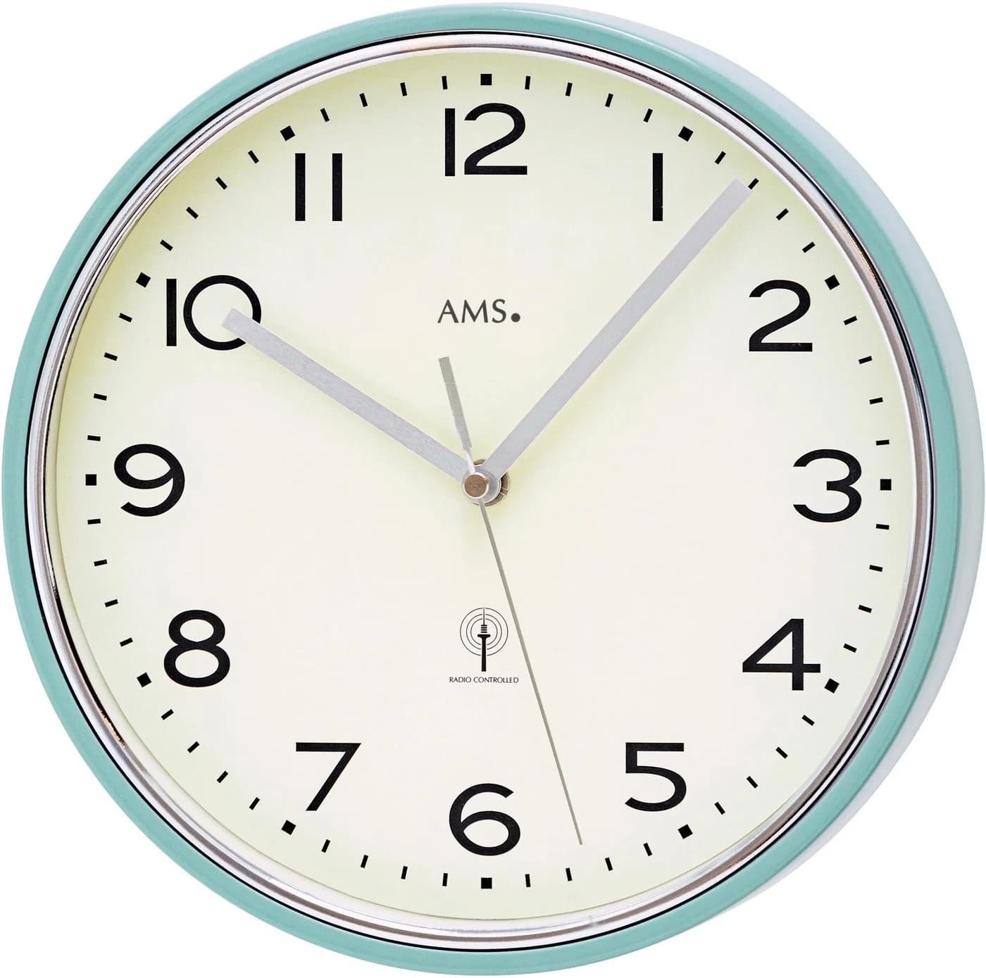 AMS Funkwanduhr F5508 Grau Silber Analog Quarz