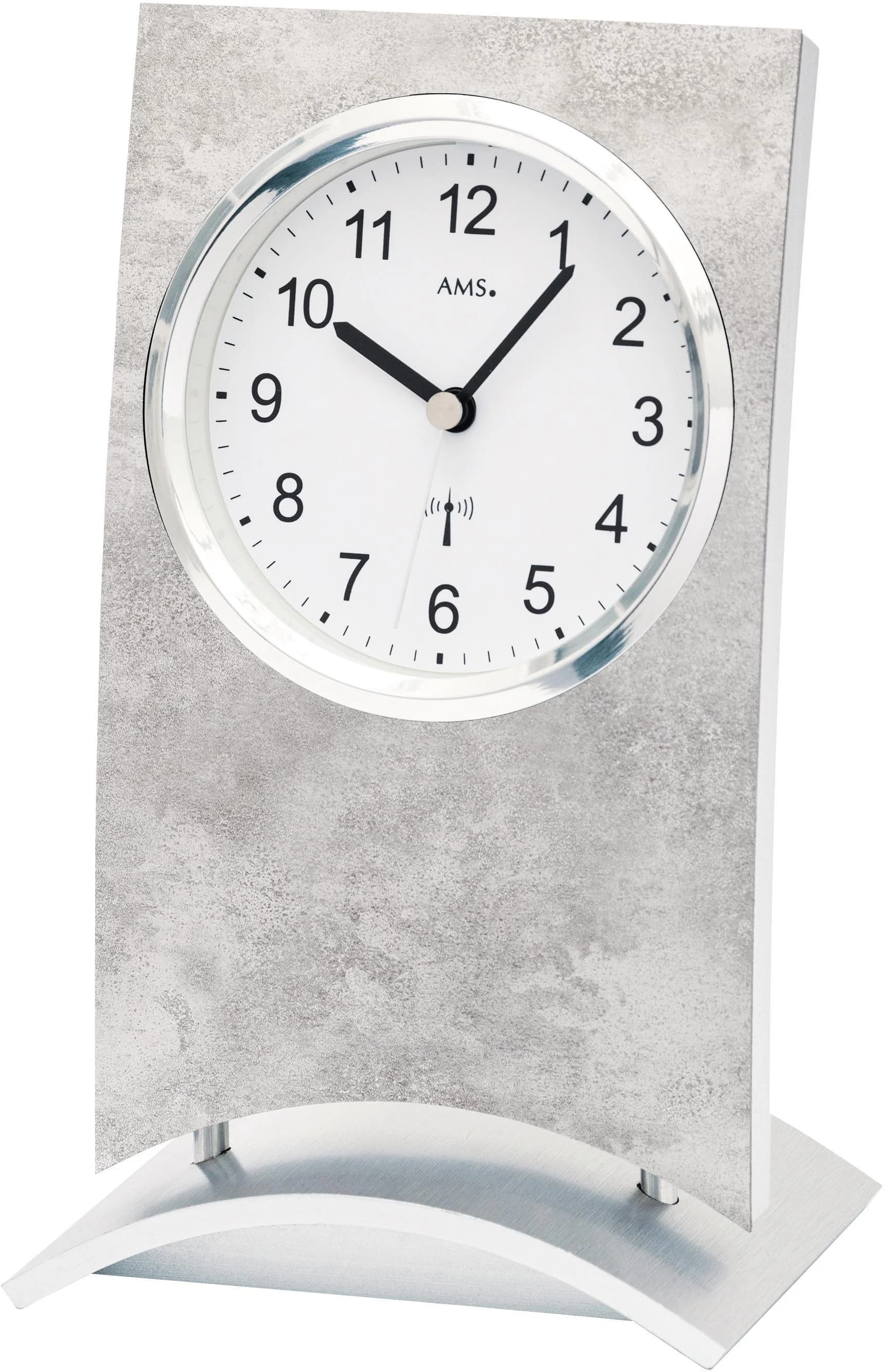 AMS Funktischuhr F5158 Silber Aluminium Holz