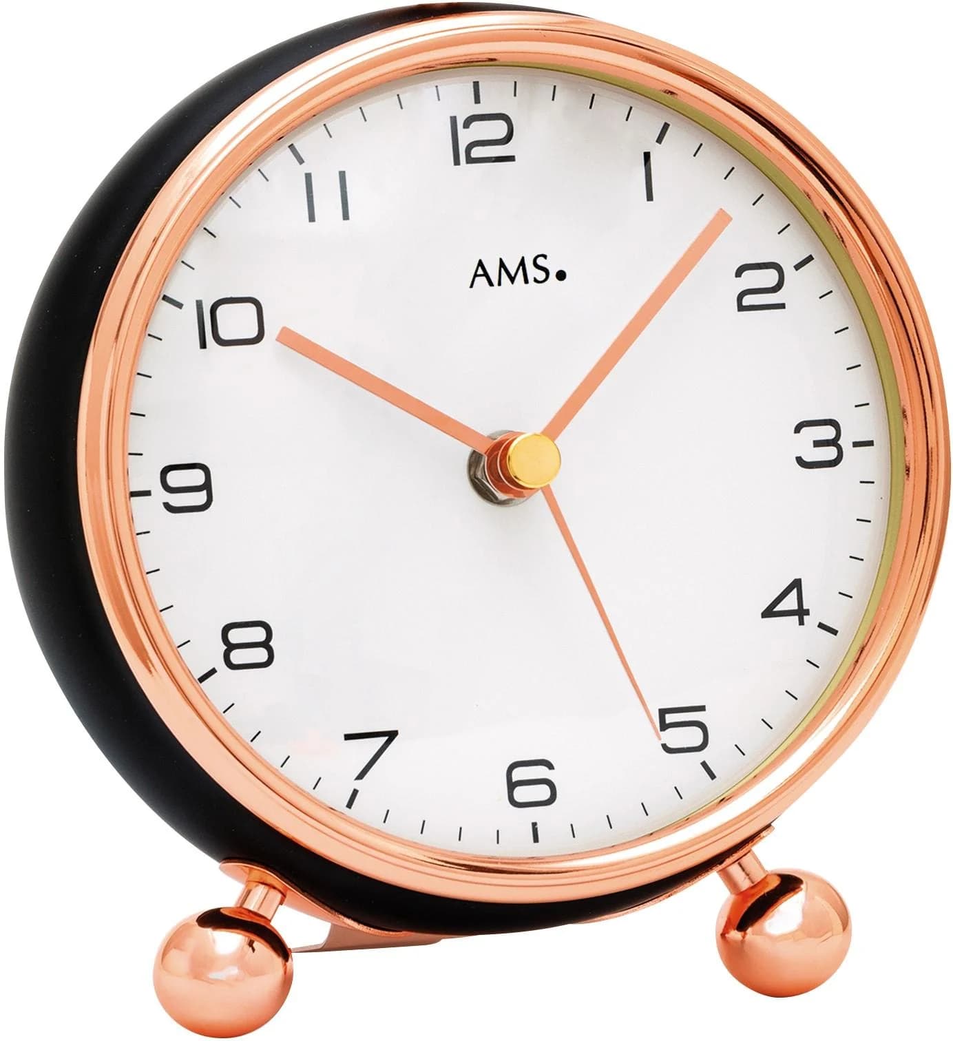 AMS Funktischuhr F5195 Schwarz-Roségoldfarben Analog Quarz
