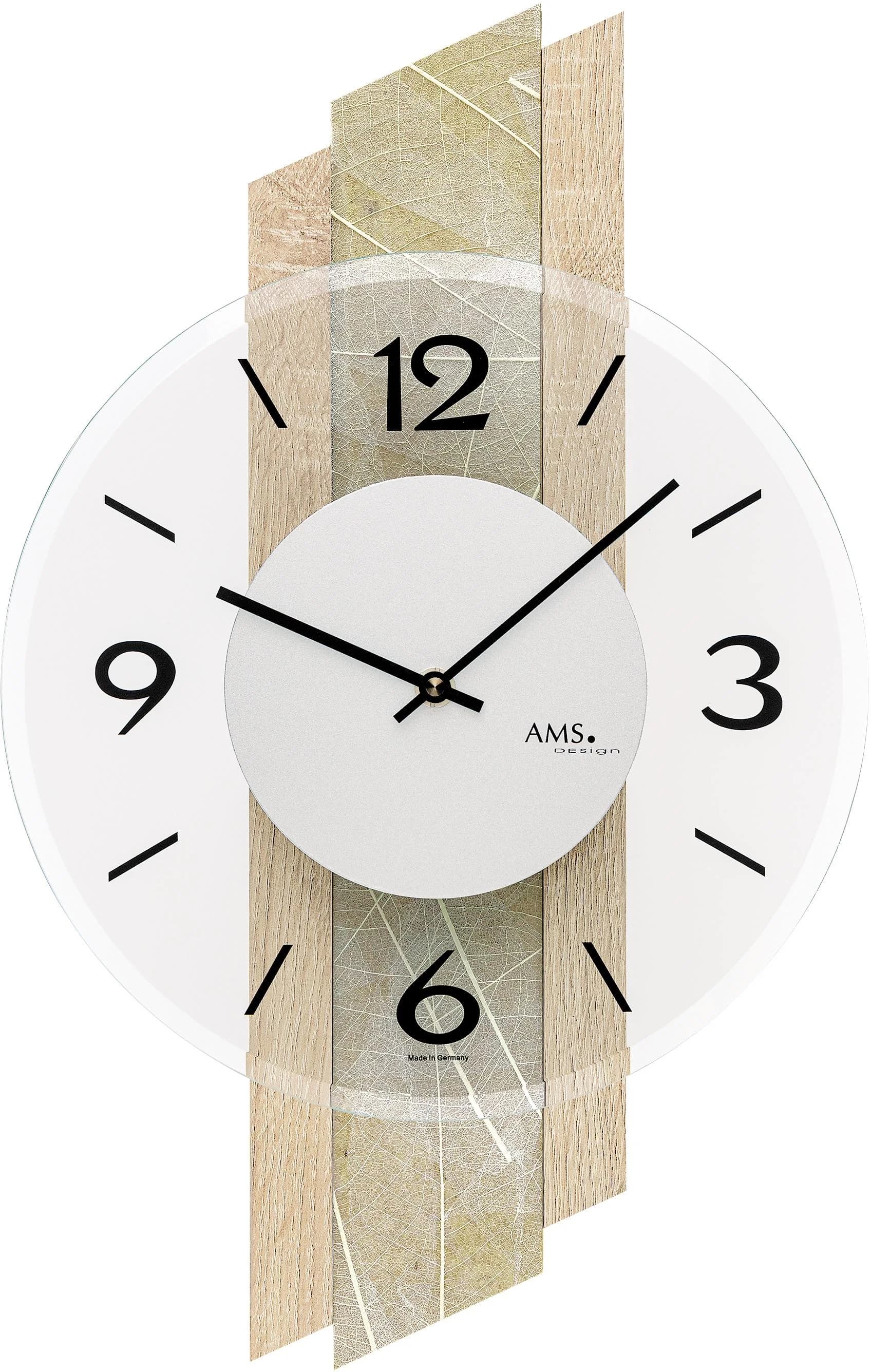 AMS Wanduhr W9665 Braun Quarzwerk Made in Germany