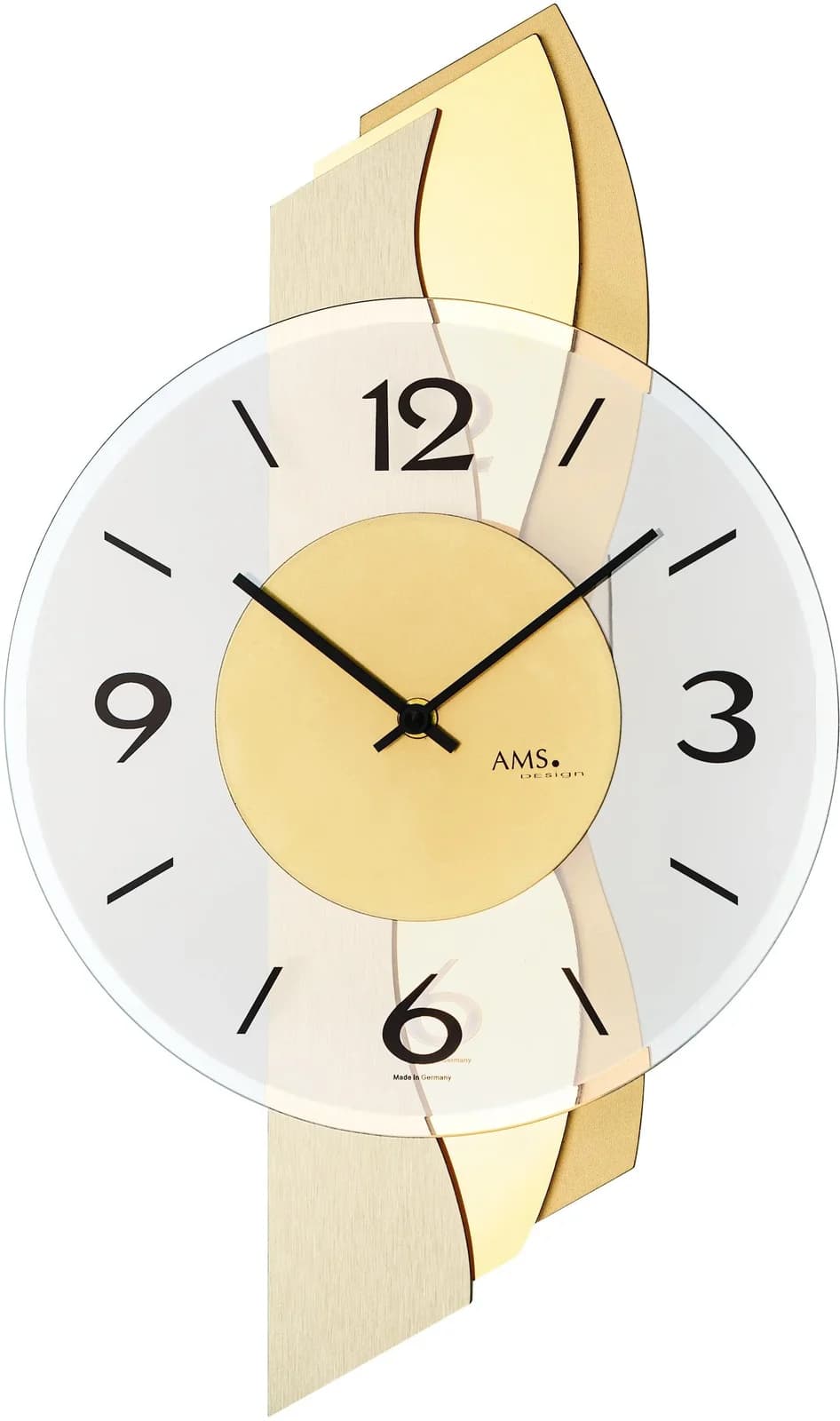 AMS Wanduhr W9669 Grau Messingfarben Quarz Made in Germany - Bild 2