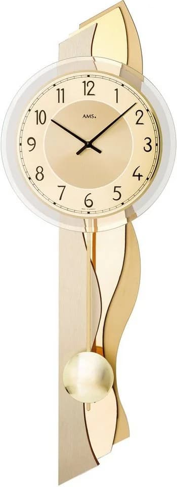 AMS Pendelwanduhr W7477 Holz Quarzuhr Esszimmer Wohnzimmer