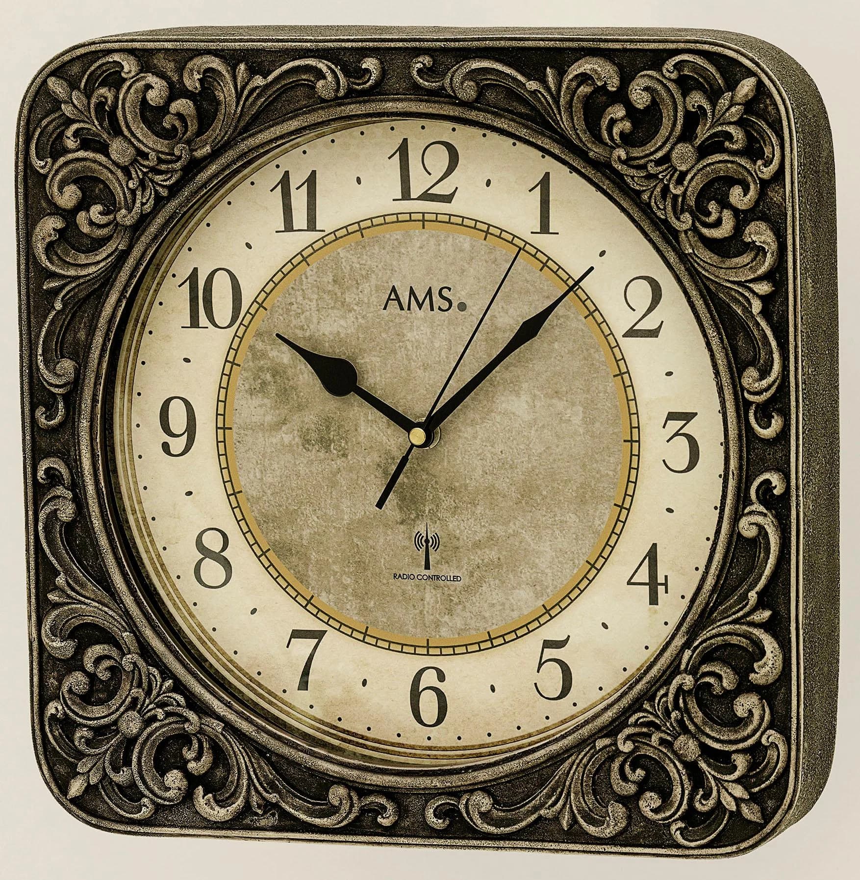 AMS Funkwanduhr F5968 Braun Quarzuhr Resin - Bild 2