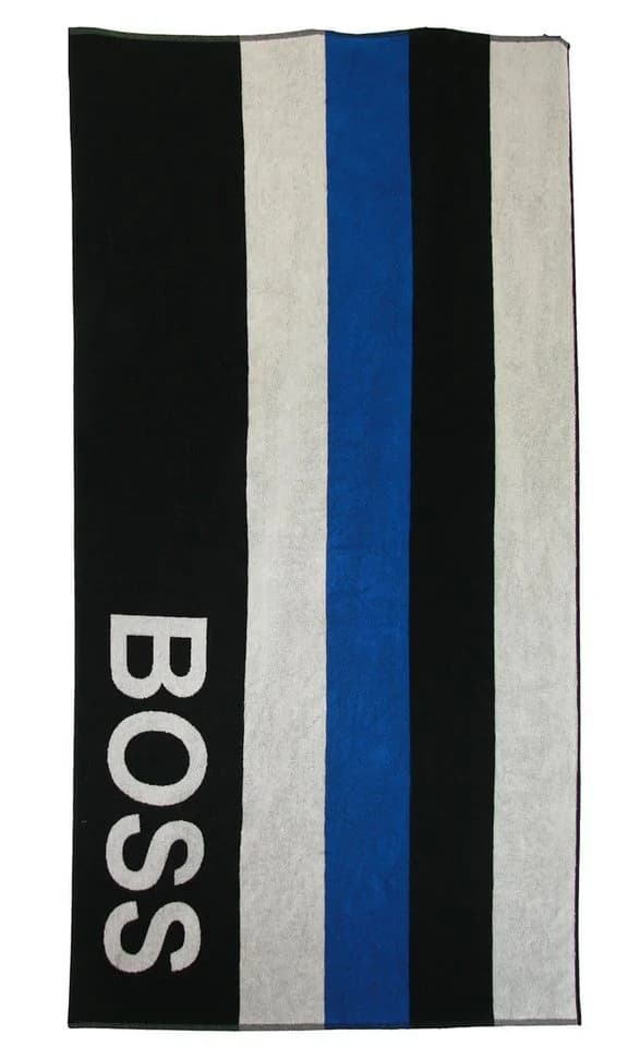 BOSS Strandtuch Beach Towel Frottier Weiß Schwarz Blau
