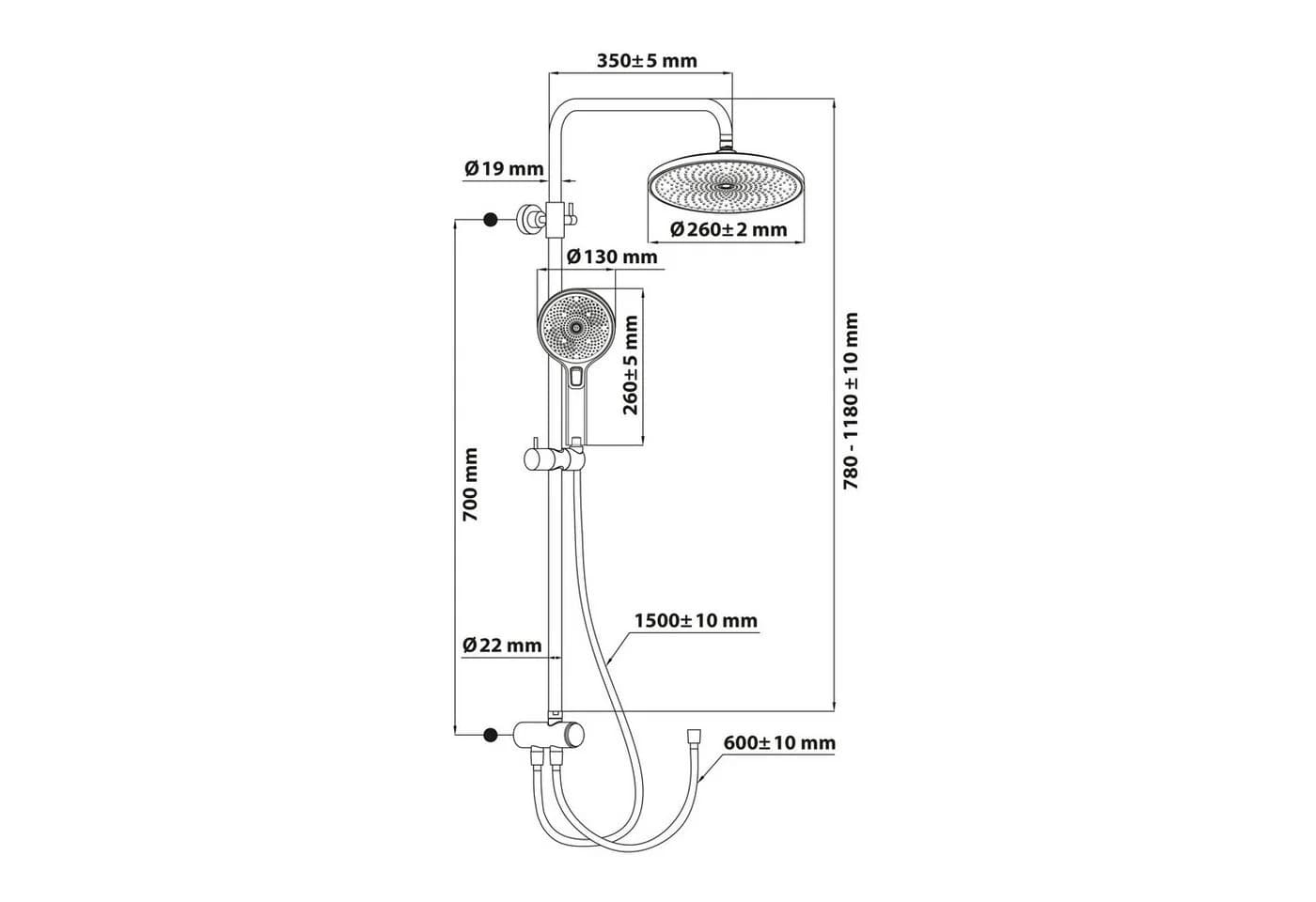 SCHÖNER WOHNEN Duschsystem BIELLA Industrial Grau 118 cm
