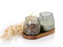 AdHoc Milchkännchen und Zuckerdose Yuna Set mit Holzuntersetzer Rauchgrau Bild 1