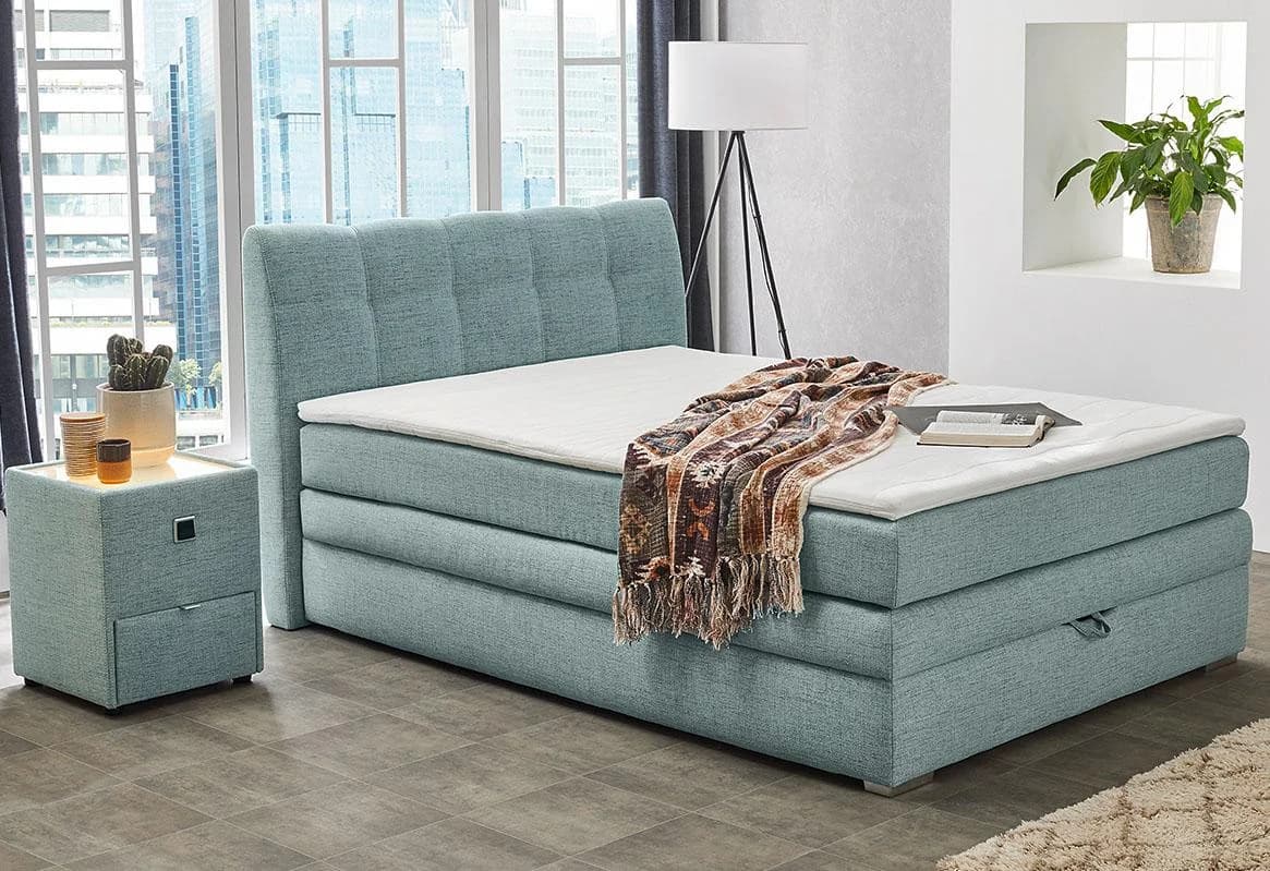 Jockenhöfer Boxspringbett Amelie türkis mit Bettkasten
