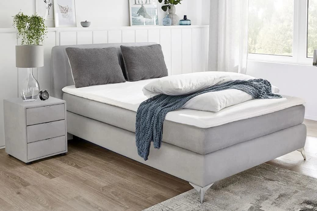 Jockenhöfer Gruppe Boxspringbett Elfie hellgrau mit Topper - Bild 2